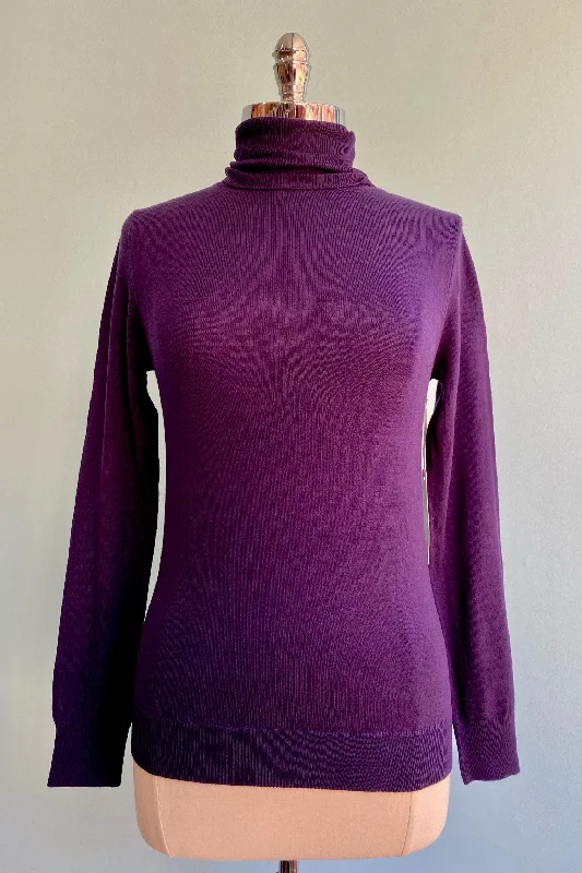 Purple Long Sleeve Fitted Turtleneck Sweater