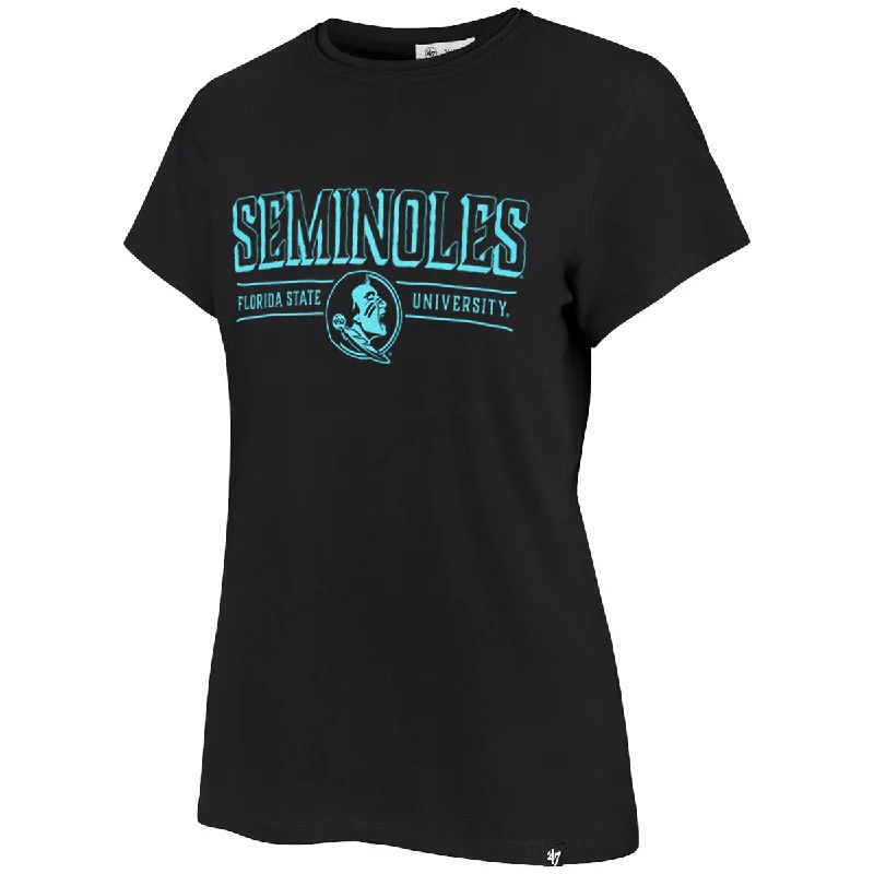 47 Brand Women's Seminoles/Florida State University/Seminole Logo Turquoise Design Short Sleeve T-shirt - Black