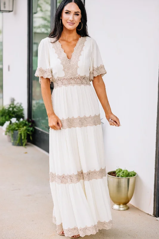 Open Spaces Cream White Lace Maxi Dress