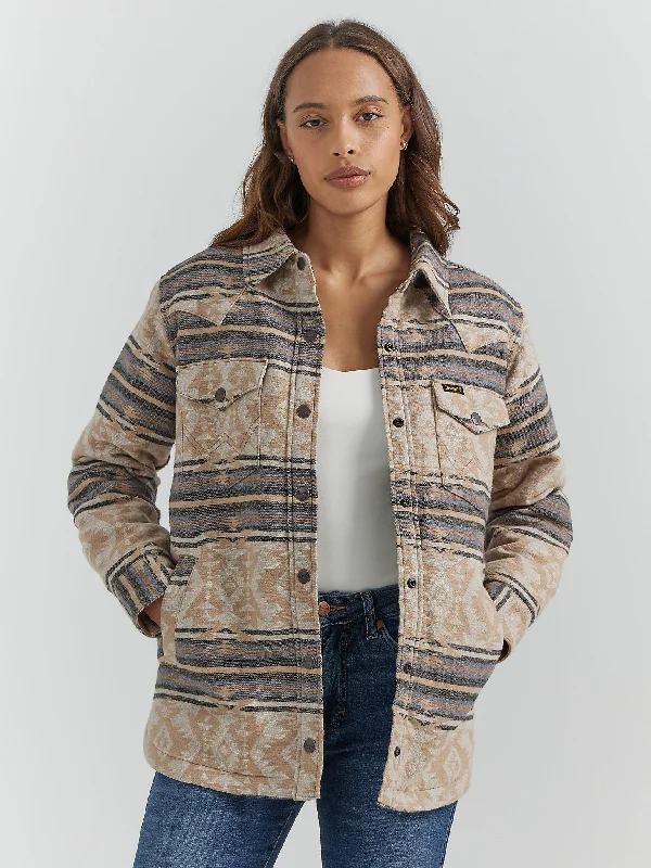 Women's Southwestern Print Shacket - Doe Stripe