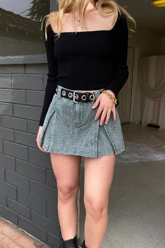 Box Pleats Corduroy Mini Skort