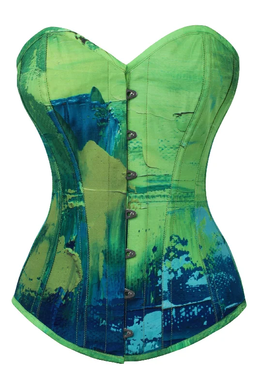 Green and Blue Colour Blot Longline Overbust Corset