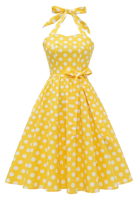 Yellow Polka Dots Pin Up Vintage Dress