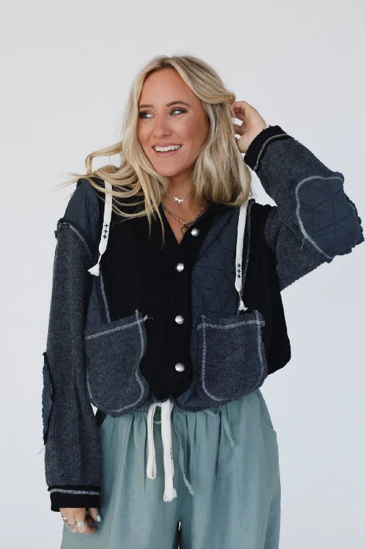 Leighton Button Up Jacket - Charcoal