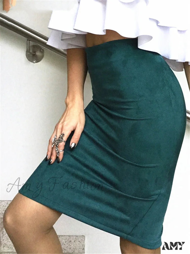 Amy Fashion - Multi Colors Korean Fashion Suede Midi Skirts