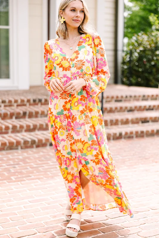 See You Then Yellow Floral Maxi Dress