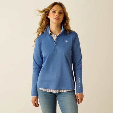 Women's Tek Team 1/2 Zip Sweatshirt - Soft Blue Heather & Ivory