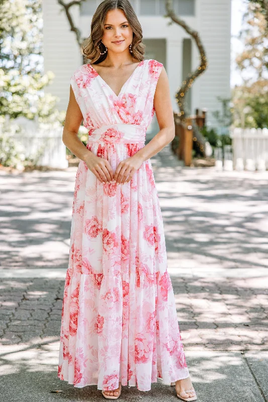 Feeling Speechless Pink Floral Maxi Dress