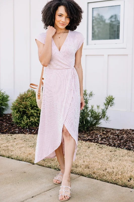 Feeling Confident Blush Pink Ribbed Maxi Dress