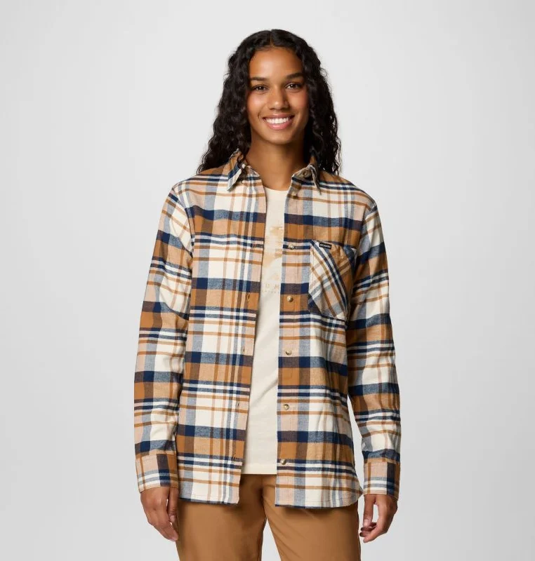 Women's Calico Basin Flannel Long-Sleeve Shirt - Camel Brown Multiplaid