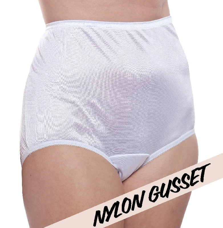 NYLON GUSSET Plain Jane Nylon Panty- White 4 Pack