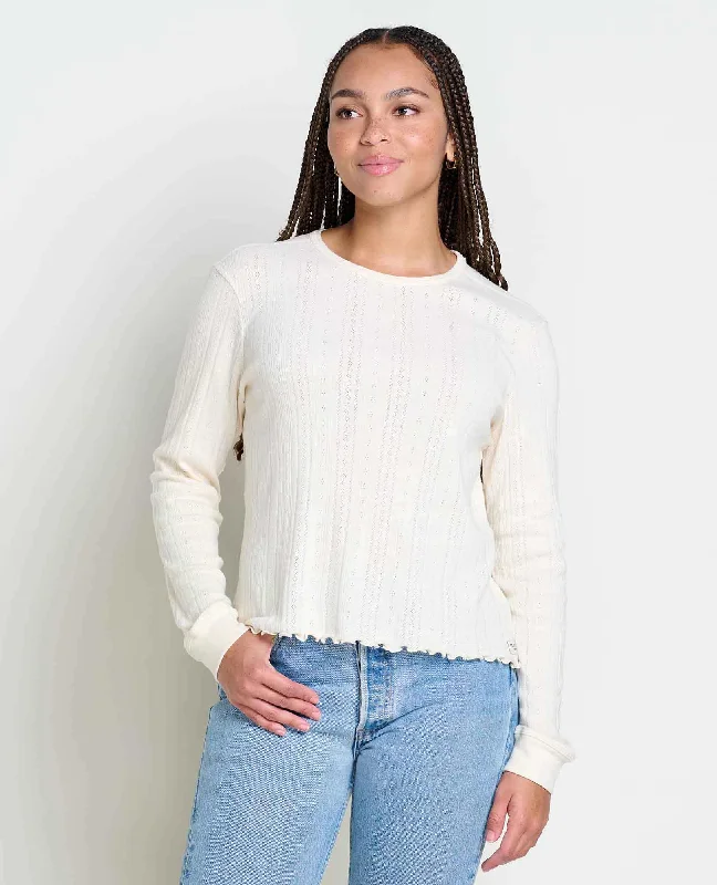 Women's Foothill Pointelle Long-Sleeve Crew II - Salt