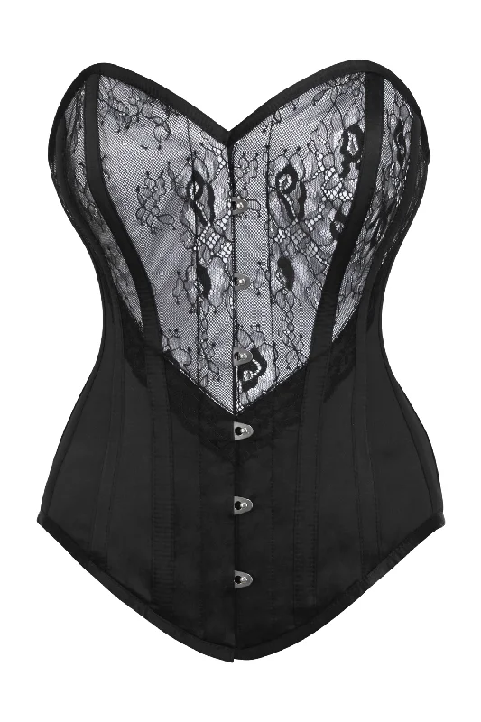 Silver and Black Overbust Lingerie Corset