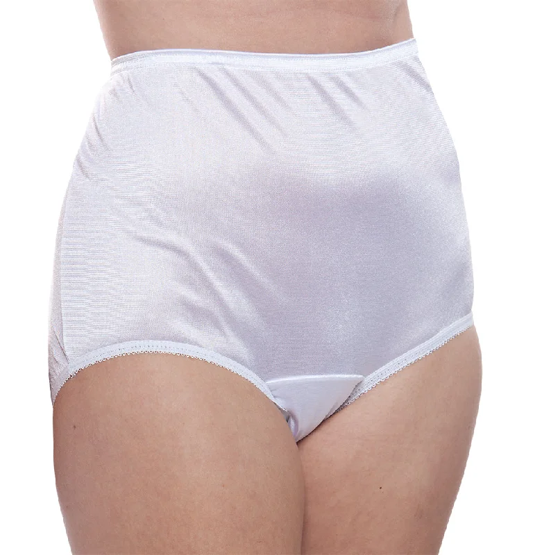 Classic Nylon, Full Coverage Brief Panty- White 4 Pack (Plain Jane)