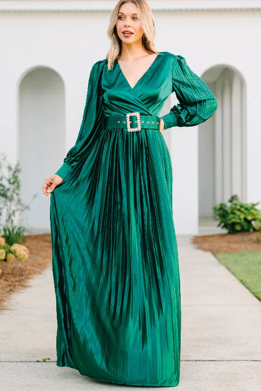 Feeling Regal Emerald Green Belted Maxi Dress