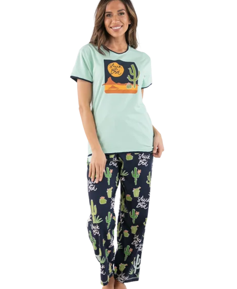 Lazy One Women's Blue Stuck in Bed Regular Pj Set