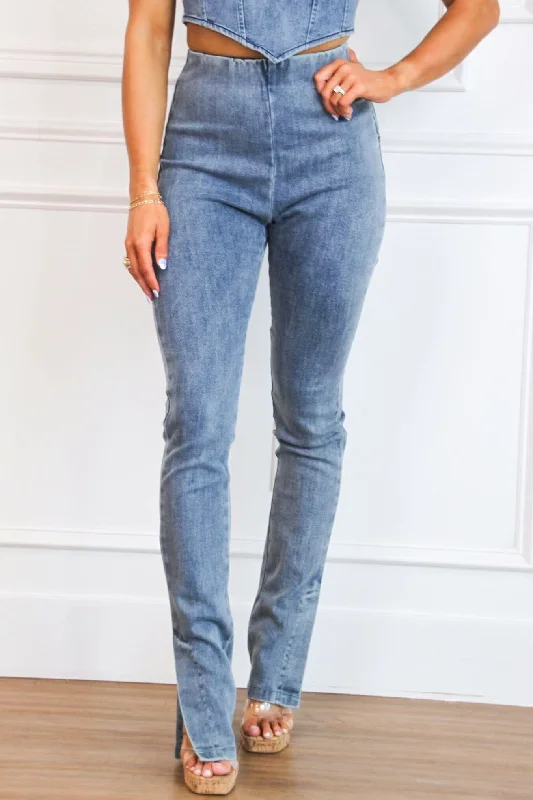 Denim Chic High Waisted PANTS: Medium Wash