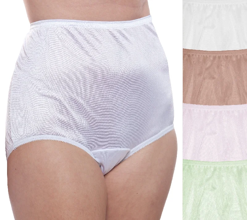 Classic Nylon, Full Coverage Brief Panty Seaside Bliss 4 Pack (Plain Jane)