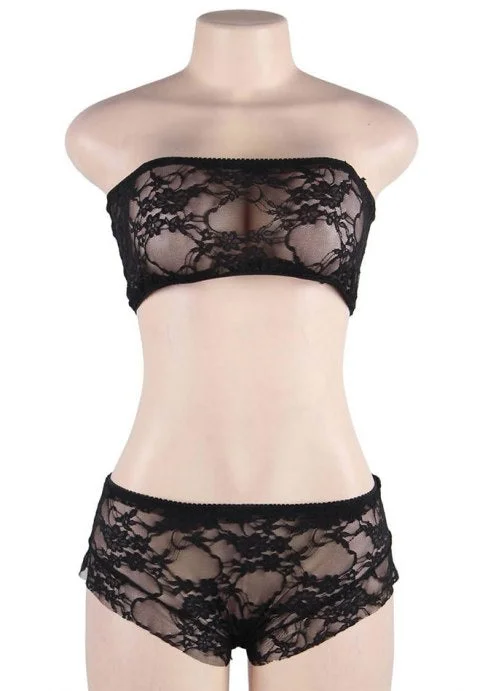 Sexy High Waist Sheer Lace Bralette Set