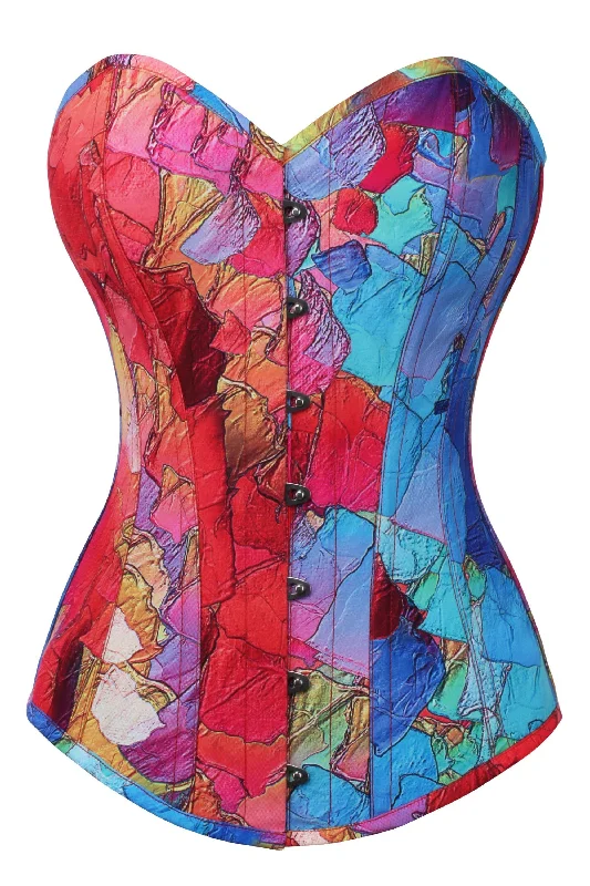 Kaleidoscopic Exposed Petal Longline Overbust Corset