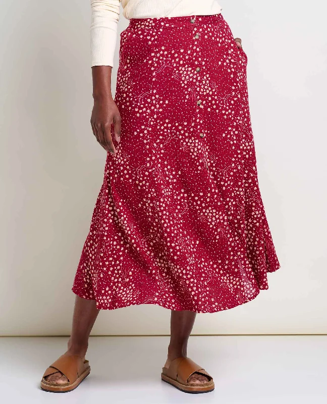 Women's Manzana Paneled Midi Skirt - Berry Floral Print