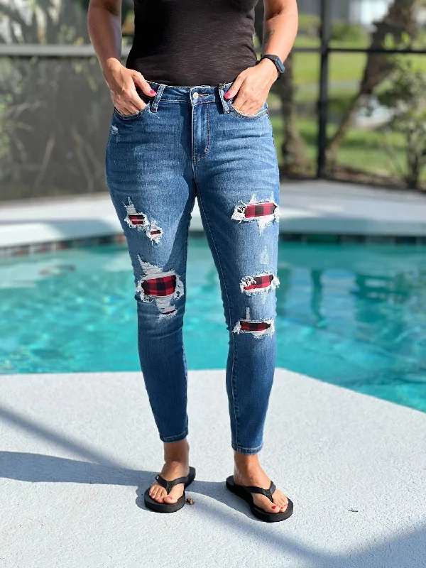 Women's Take Me To Buffalo Patch Jeans In Blue