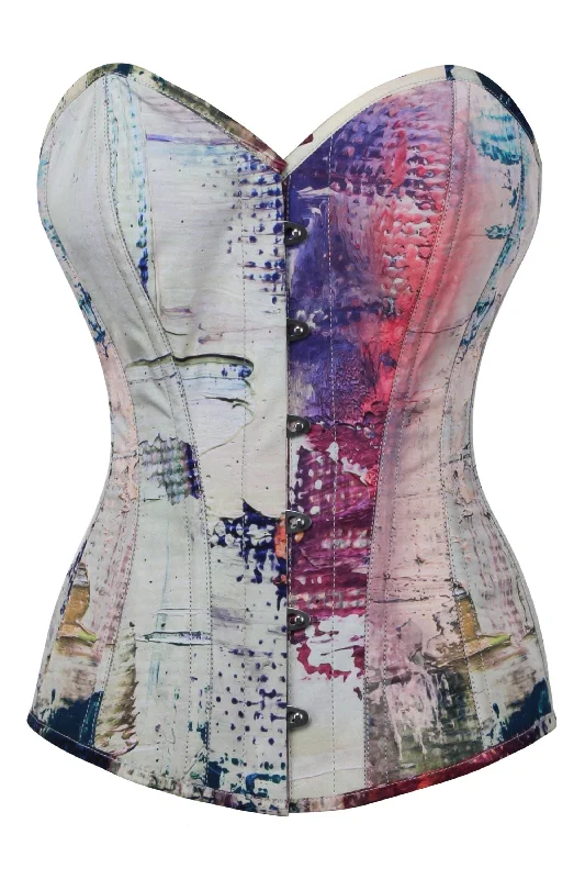 Vibrant Purple and Cream Snakeprint Overbust Corset