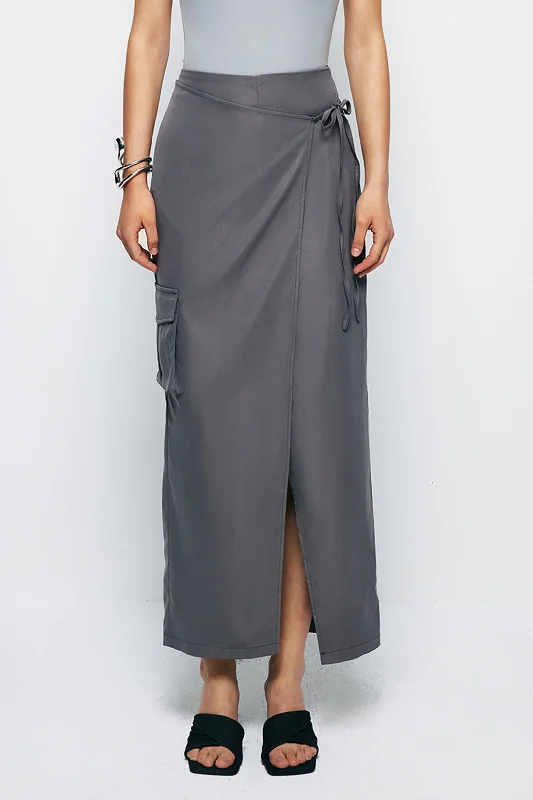 Tie Wrap Split Midi Skirt