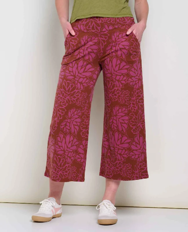 Women's Chaka Wide Leg Pant - Violet Leaf Print