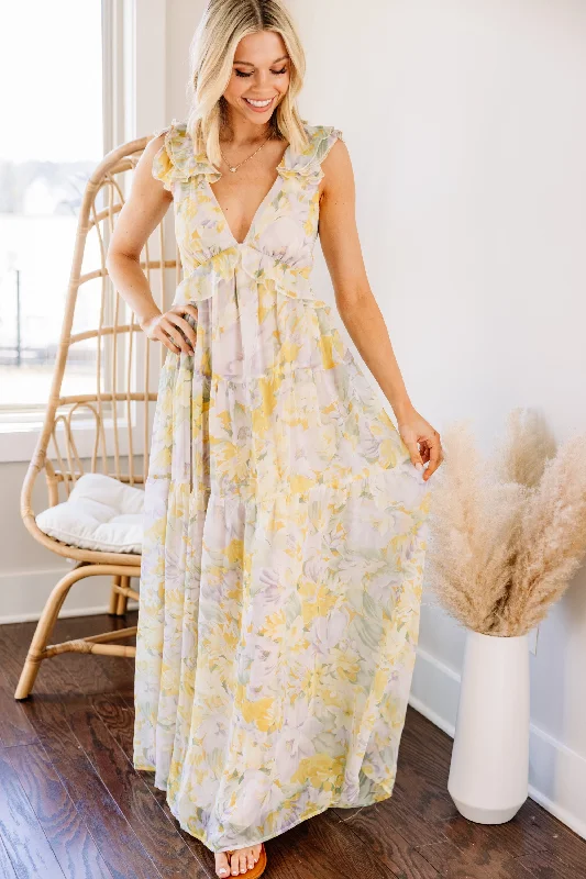 Living In A Dream Yellow Floral Maxi Dress