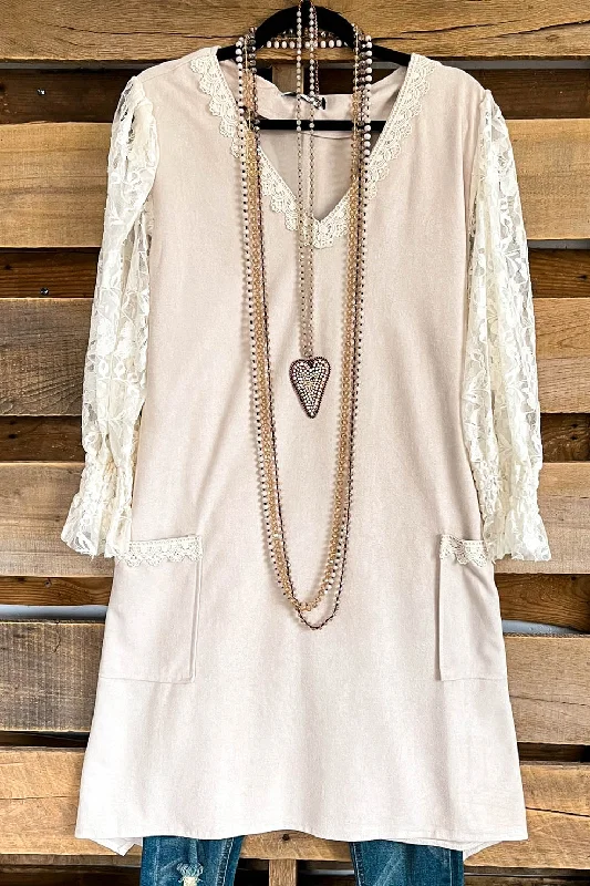 AHB EXCLUSIVE: Candle On The Water Suede Dress - Beige