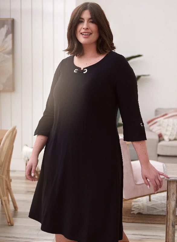 3/4 Sleeve Scoop Neck Dress