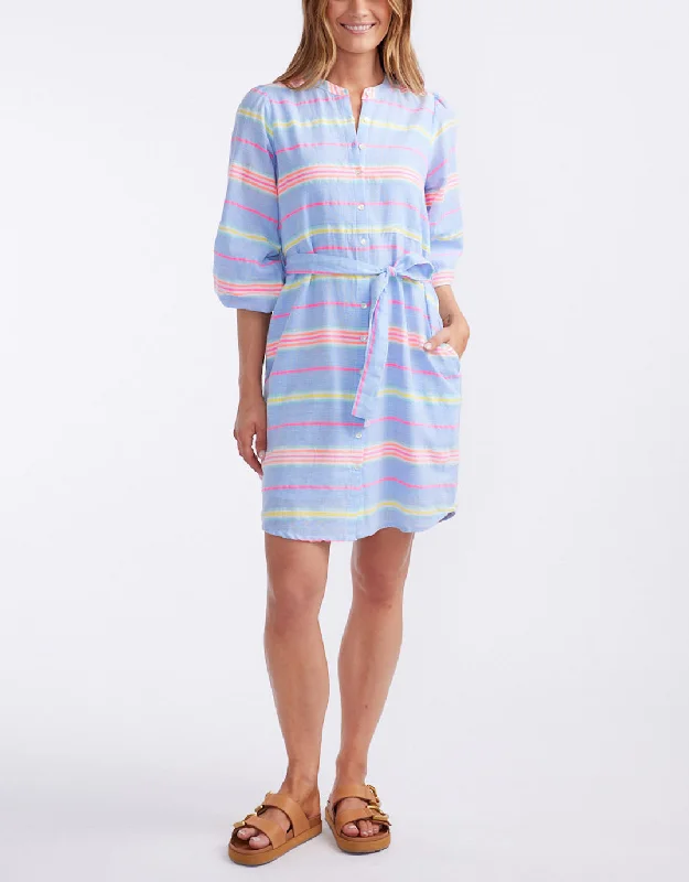 Balmy Nights Dress - Blue/Neon Stripe