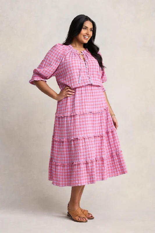 Cotton Gingham Tiered Dress