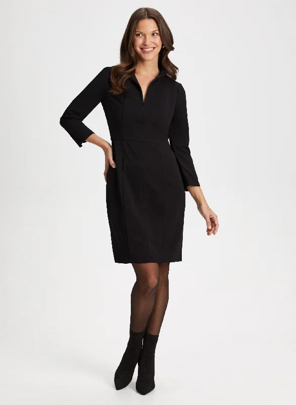 Zip Neck Sheath Dress