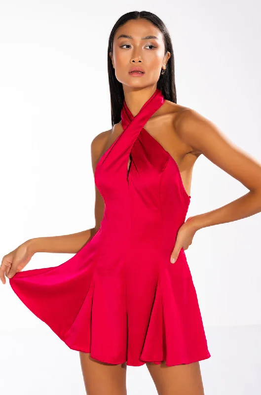 JOSIE SATIN HALTERNECK ROMPER