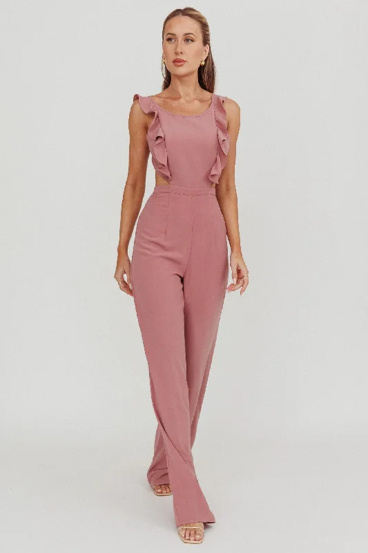 Kiss Me Sleeveless Ruffle Jumpsuit Pink