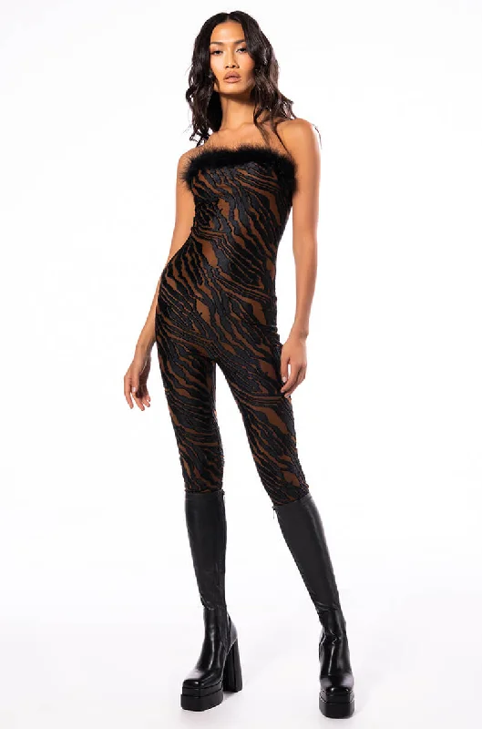 NEVERMIND FEATHER DETAIL JUMPSUIT