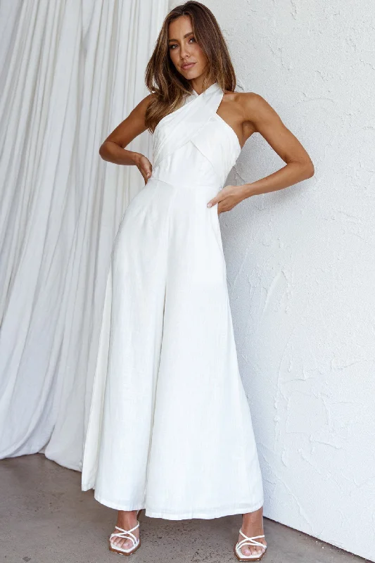 Stars Align Halterneck Jumpsuit White