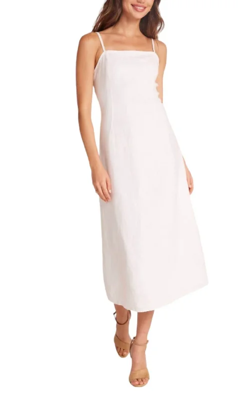 Fitted Cami Midi Dress In Wht