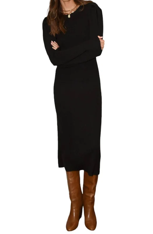 Honor Sweater Knit Midi Dress In Blk