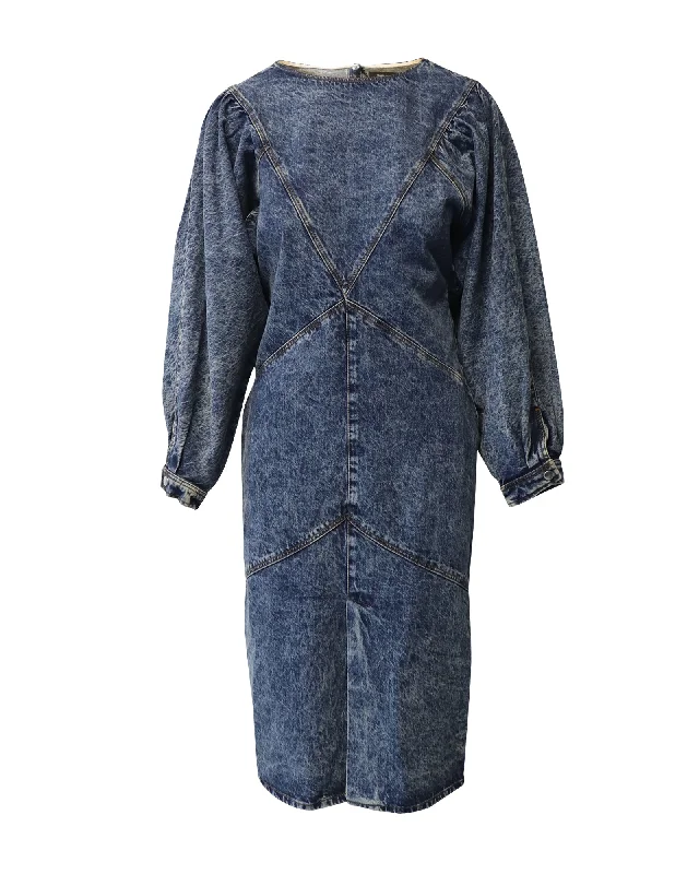 Isabel Marant Udrea Denim Midi Dress in Blue Cotton