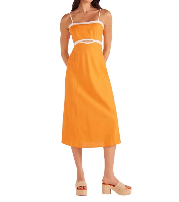 Jacques Contrast Midi Dress In Orange