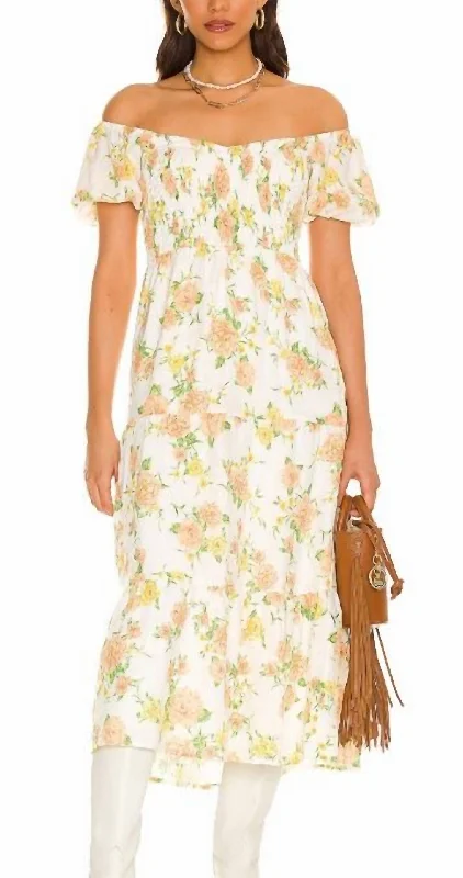 Philippa Midi Dress In Velma Floral Peach