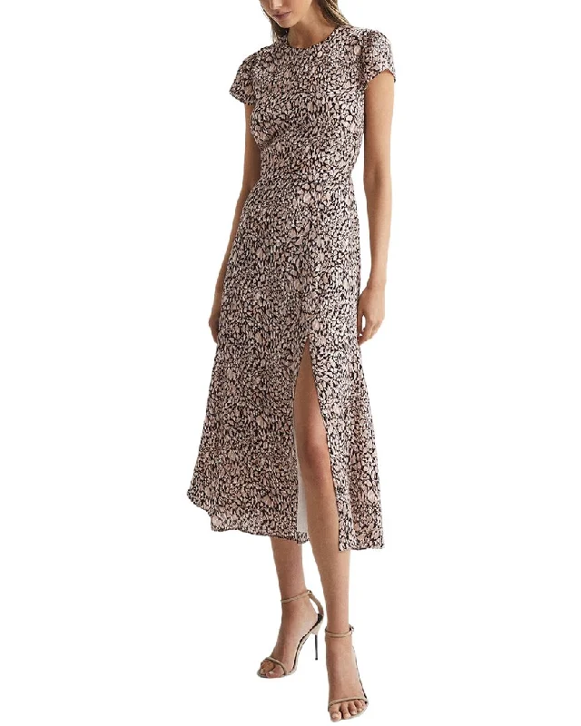 Reiss Livia Printed Cut Out Back Midi Dress