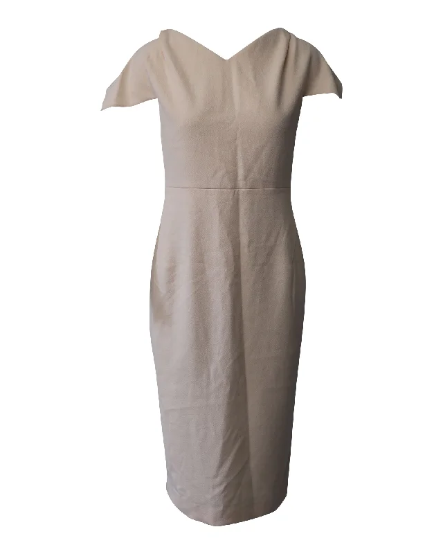 Roland Mouret Midi Dress in Pastel Pink Polyester