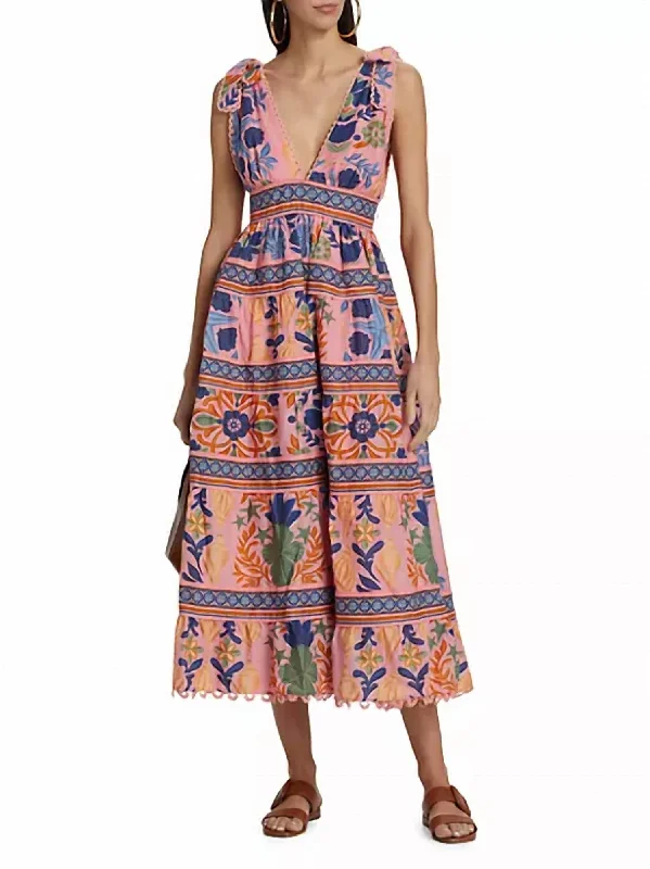 Seashell Tapestry Midi Dress Seashell Tapestry Pink In Multi