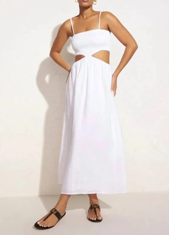 Tayari Midi Dress In Plain White