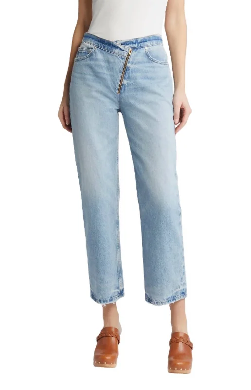 Le Jane Crop Angled Zipper Jeans In Rhode