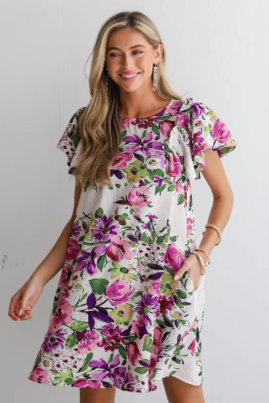 FINAL SALE - Notable Elegance Ivory Floral Mini Dress